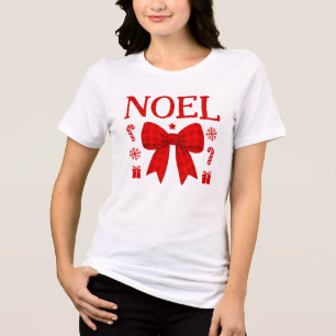 Camisa de Natal com Laço de Gingham Vermelho Noel