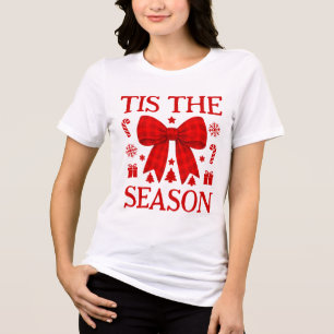 Camisa de Natal com Laço de Gingham Vermelho 'Tis 