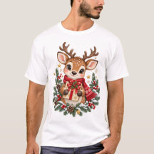 Camisa de Natal com Rena Fofa Presente de Natal