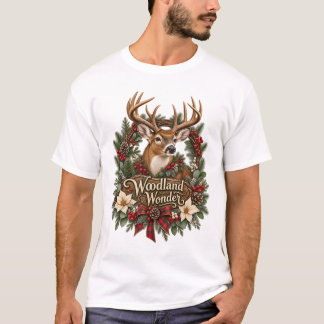 Camisa de Natal com Veado da Floresta Encantada