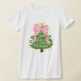 Camisa de Natal Coquette Pink Arco Feriado T-Shirt