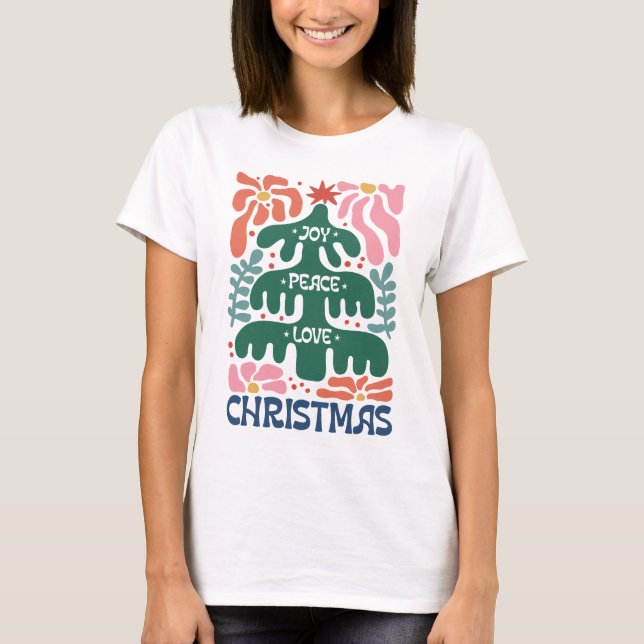 Camisa de Natal da Boho Women, t-shirt de Natal. (Frente)