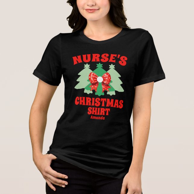 Camisa de Natal da Enfermeira Personalizada (Frente)