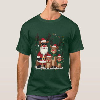 Camisa De Natal Da Família Engraçado Reindeer