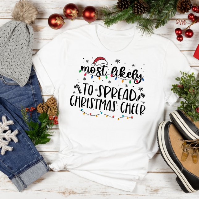 Camisa De Natal Da Família Mais Engraçada (Funny Christmas Shirt, Family Christmas Gift, Most Likely, funny shirt, gift for mom, gift for dad)
