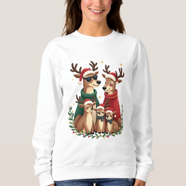 Camisa De Natal Da Família Reindeer (Frente)