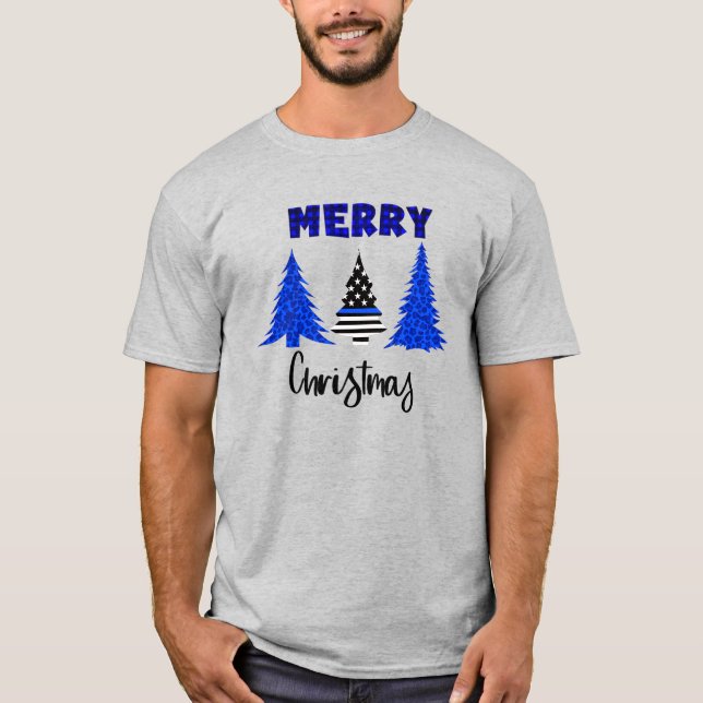 Camisa de Natal da Linha Azul Policial (Frente)