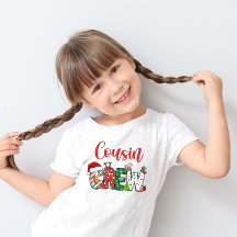 Camisa de Natal da tripulação de primos frente e v