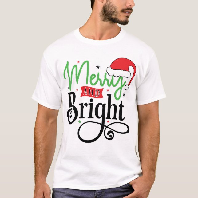 Camisa de Natal das Mulheres felizes e Brilhantes, (Frente)