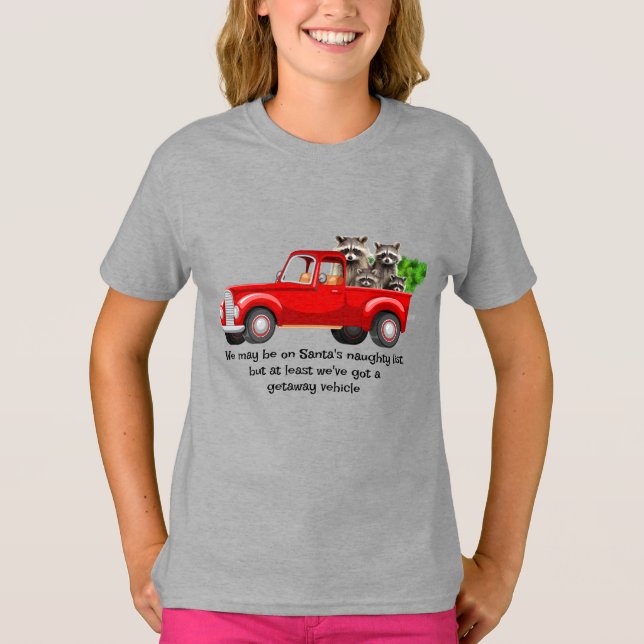 Camisa de Natal de Animais da Funny Raccoon (Frente)