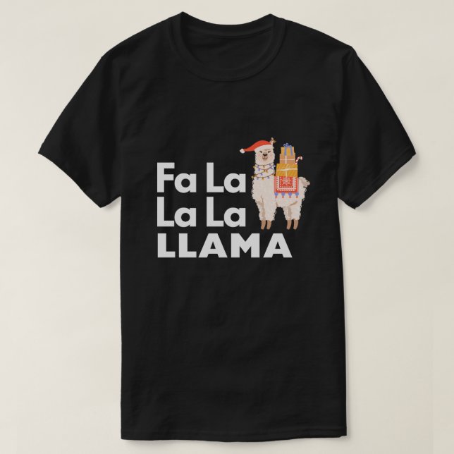 Camisa de Natal de FA LA LLAMA Cuja Gama é Fora (Frente do Design)