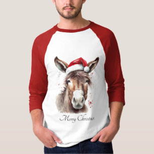 Camisa de Natal de Fazenda com Burro