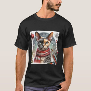 Camisa de Natal de Gato Devon Rex Roupas Festivas