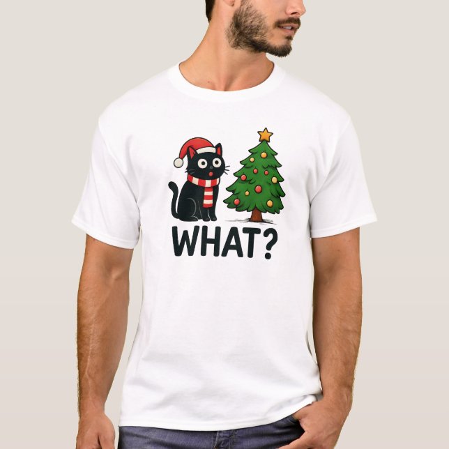 Camisa de Natal de Gato Engraçado - "Que Árvore de (Frente)