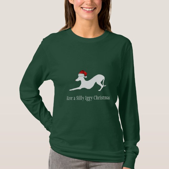 Camisa De Natal De Greyhound Italiano.Camiseta (Frente)