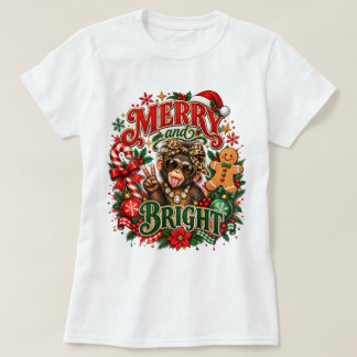 Camisa de Natal de Macaco Sassy Alegre e Brilhante