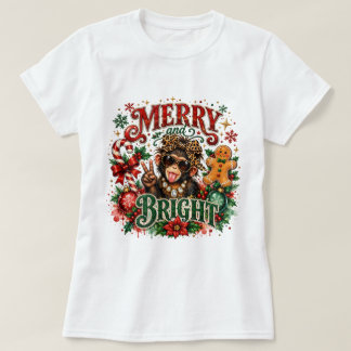 Camisa de Natal de Macaco Sassy Alegre e Brilhante
