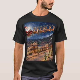 Camisa de Natal de Papai Noel Sobre o Antigo Povoa