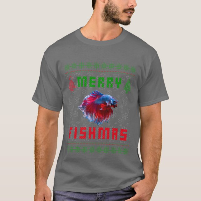 Camisa de Natal de Peixe Betta Peixe de Combate Si (Frente)