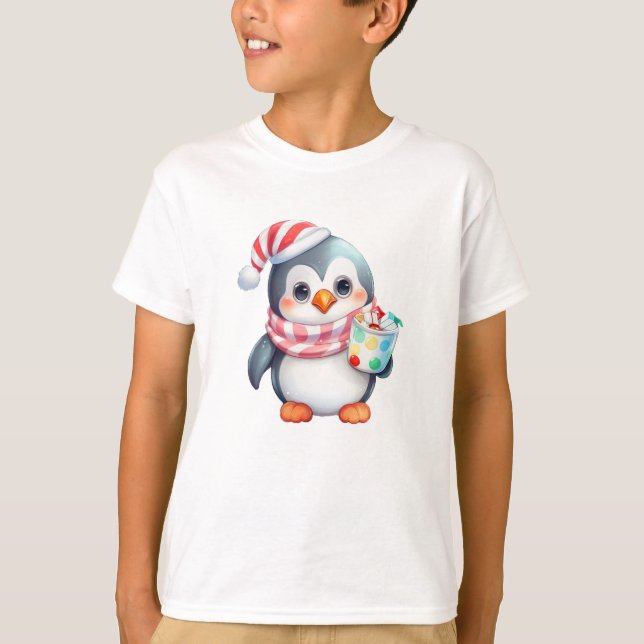 Camisa de Natal de 🐧 Pinguim para Meninos (Frente)