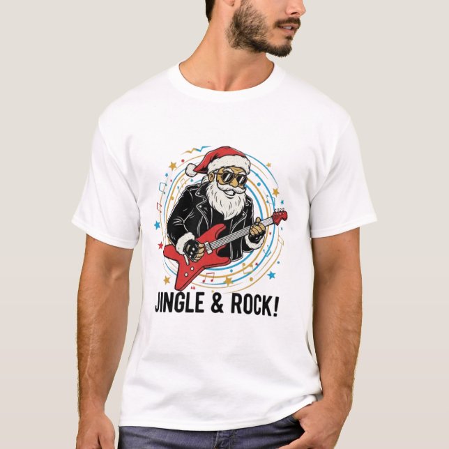 Camisa de Natal de Rock and Roll do Papai Noel Mau (Frente)