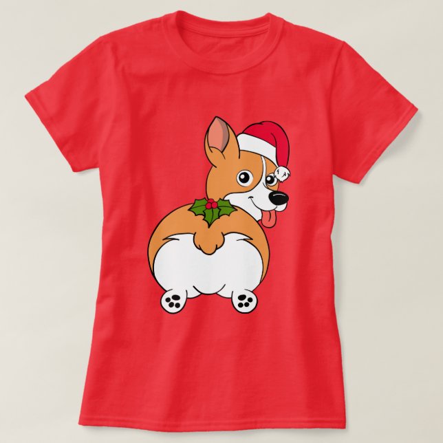 Camisa de Natal do Cachorro Corgi (Frente do Design)