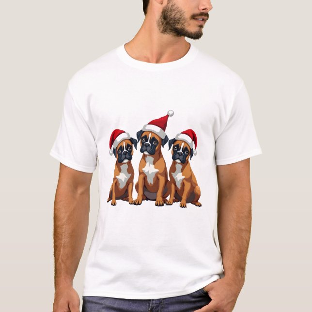 Camisa de Natal do Cão Boxer Suéter Feio Luz de Na (Frente)