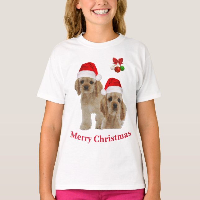 Camisa de Natal do Cocker spaniel (Frente)