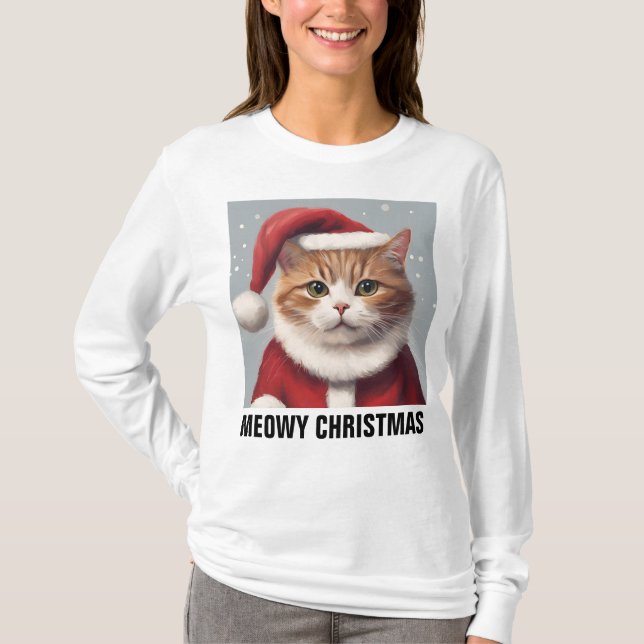 CAMISA DE NATAL DO GATO MEOWY (Frente)