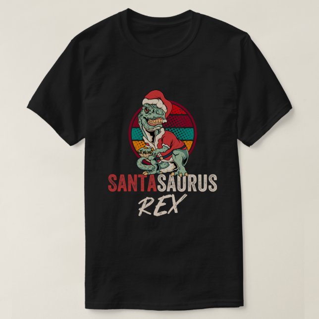 Camisa de Natal do Trex Santasaurus Rex Dinossaur  (Frente do Design)