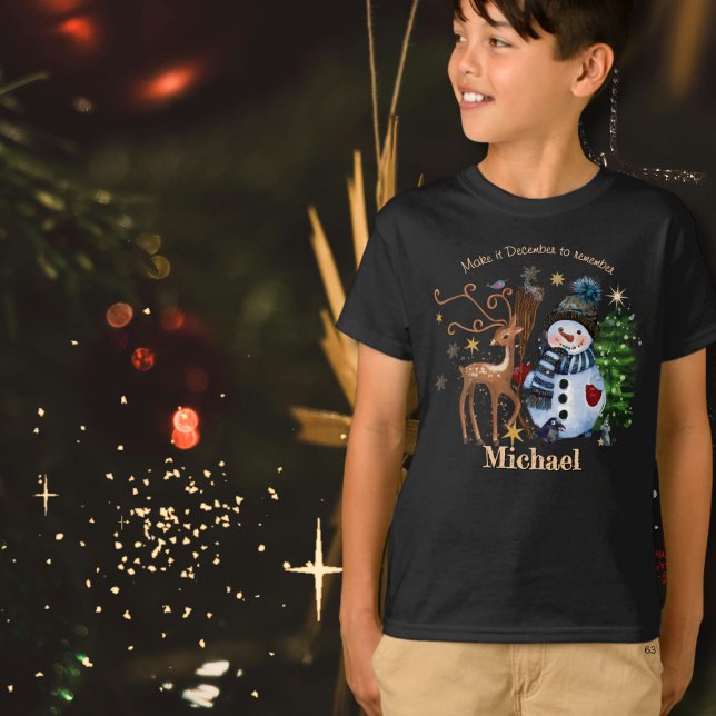 Camisa de Natal dos Amigos da Floresta Mágica para (Magical Woodland Friends Christmas Shirt for Boys )