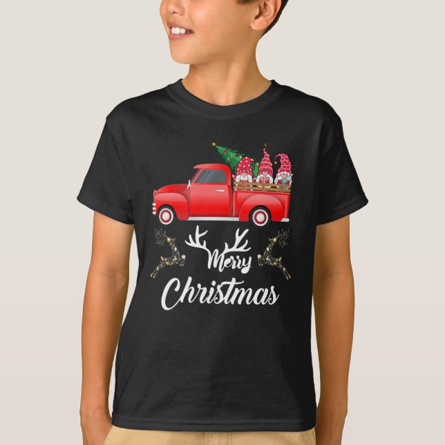 Camisa de Natal dos Gnomos de Caminhão Vermelho -  (Frente)