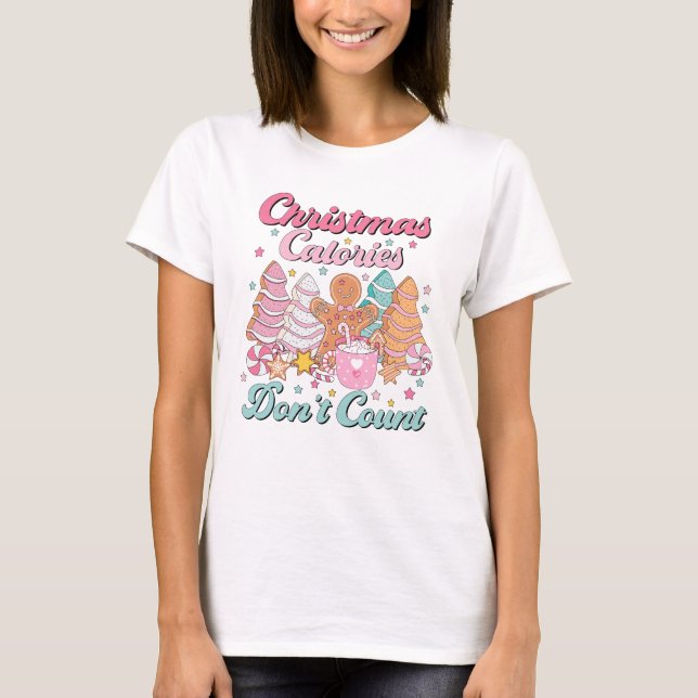 Camisa de Natal engraçada Calorias de Natal Retro (Frente)