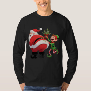 Camisa de Natal Engraçada do Papai Noel Manga Long