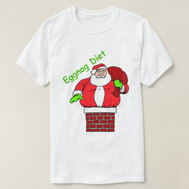 Camisa De Natal Engraçada Santa Claus Eggnog Dieta (Frente do Design)