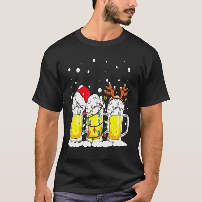 CAMISA DE NATAL ENGRAÇADO. CAÇA DE CERVEJA, NÃO CO (Frente)