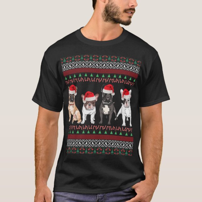 Camisa de Natal Feia de Bulldog Francês (Frente)