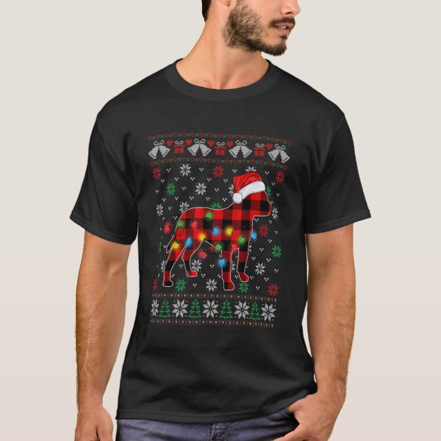Camisa de Natal Feia de Cachorro Pitbull Amante Ch (Frente)
