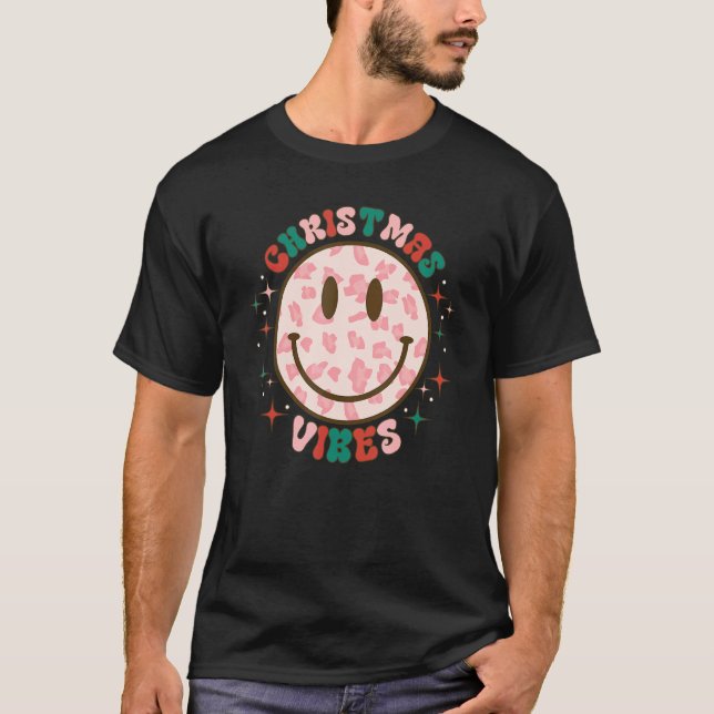 Camisa de Natal, Feliz Natal Rosa-Leopardo (Frente)