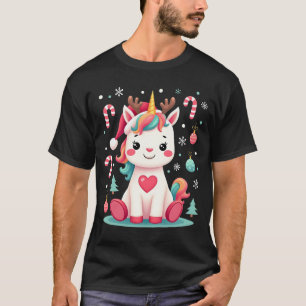 Camisa de Natal Fofo Meninas Mulheres Xmas Unicórn