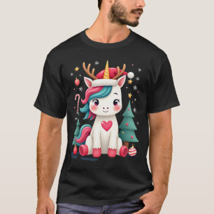 Camisa de Natal Fofo Meninas Mulheres Xmas Unicórn