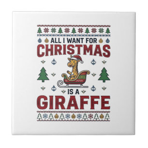 Camisa de Natal Girafa Trenó Festa Divertida Des