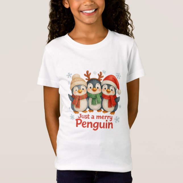 Camisa de Natal Infantil Just a Merry Penguin (Frente)