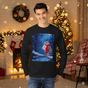 Camisa de Natal Majestosa Coruja Inverno Nevado