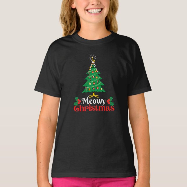 Camisa de Natal meowy (Frente)