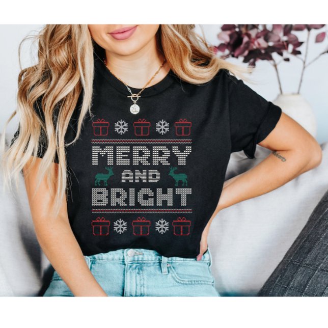 Camisa de Natal Merrry e Bright Feia (Criador carregado)
