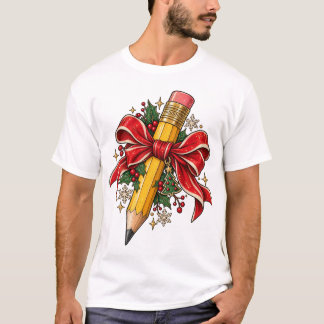 Camisa de Natal para Professores com Lápis e Laço
