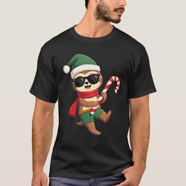 Camisa de Natal Preguiça Elfo Peppermint Candy Can (Frente)