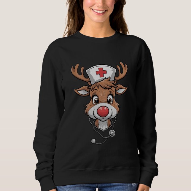 Camisa de Natal Rena Luvas de Borracha Enfermeiras (Frente)