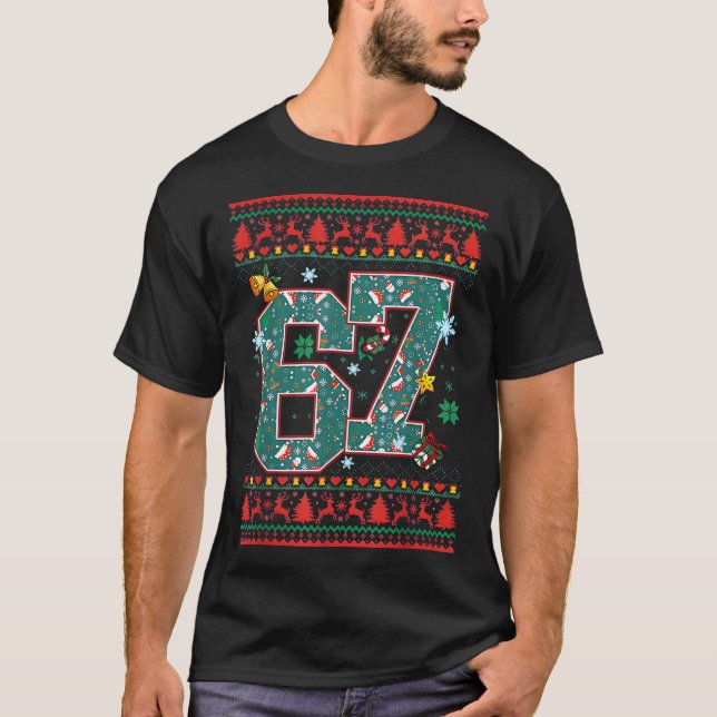 Camisa de Natal Retro 67 Six Seven Meme  (Frente)